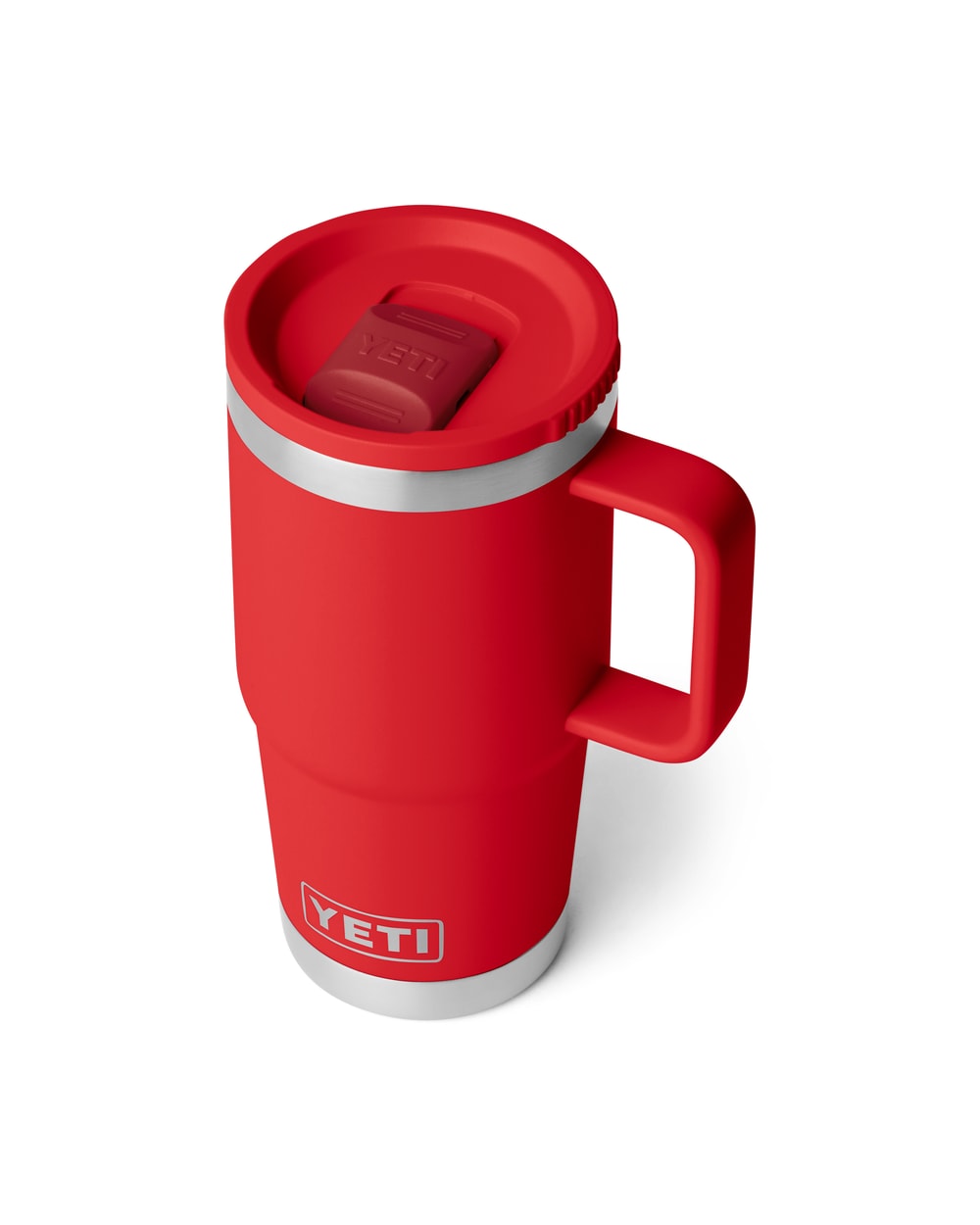 Yeti Rambler 20oz Travel Mug 2.0 With Stronghold Lid - Rescue Red, three-quarter view
