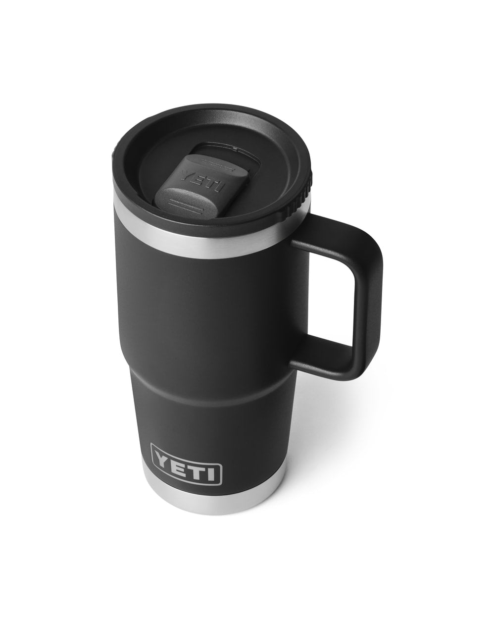 Yeti Rambler 20oz Travel Mug 2.0 With Stronghold Lid - Black, three-quarter view
