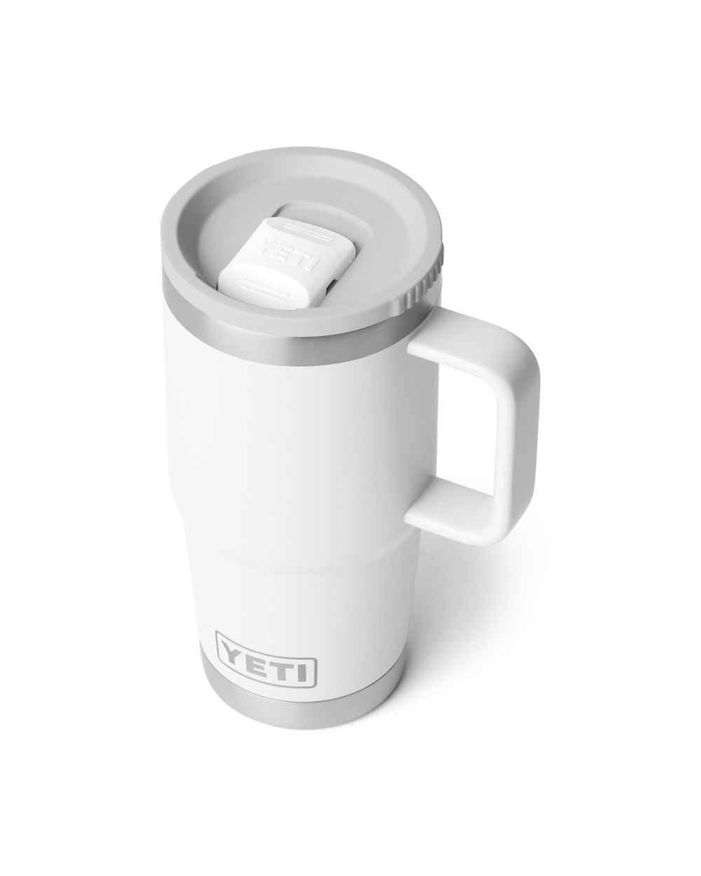 Yeti Rambler 20oz Travel Mug 2.0 With Stronghold Lid - White, three-quarter view