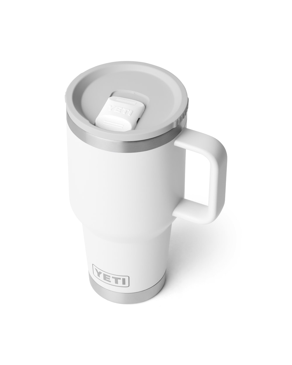 Yeti Rambler 30oz Travel Mug 2.0 With Stronghold Lid - White, three-quarter view