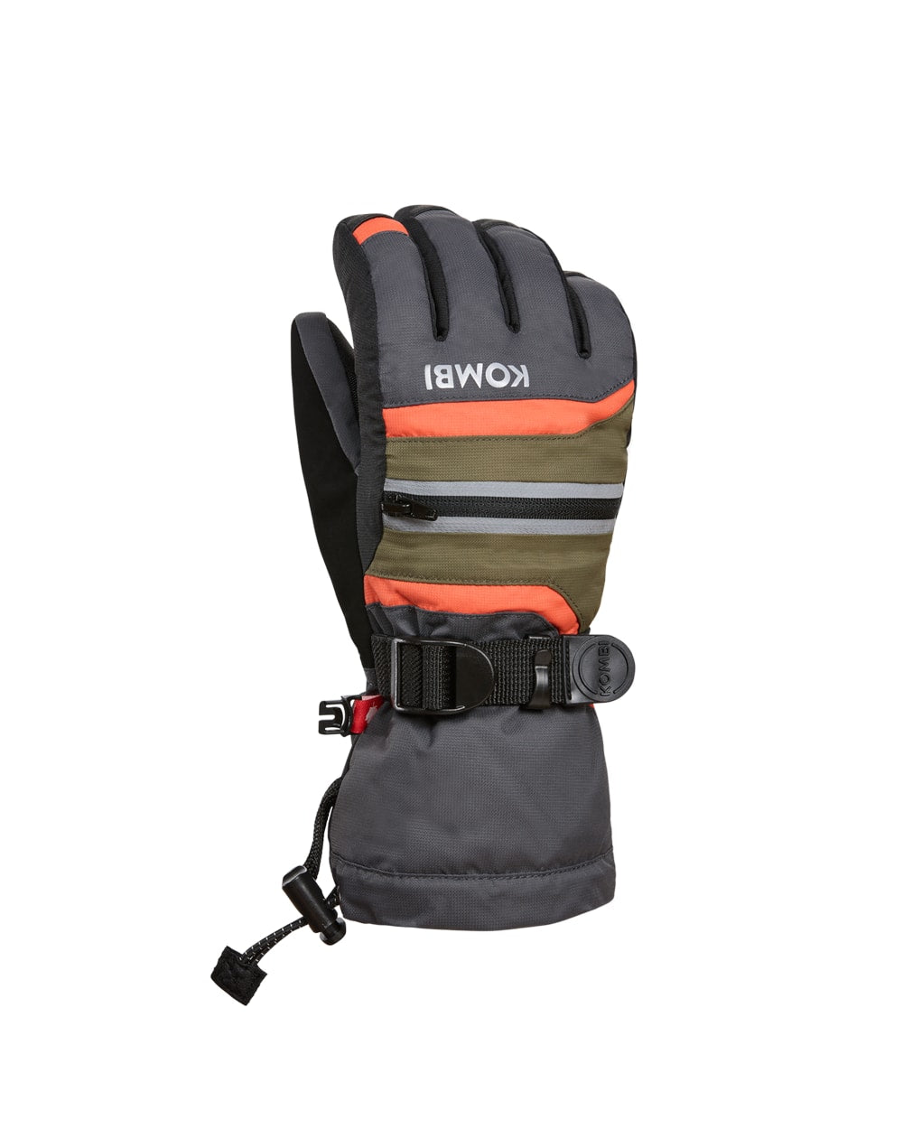 Kombi Yolo Primaloft Glove - CHARCOAL WITH FERN AND KOMBI RED - front
