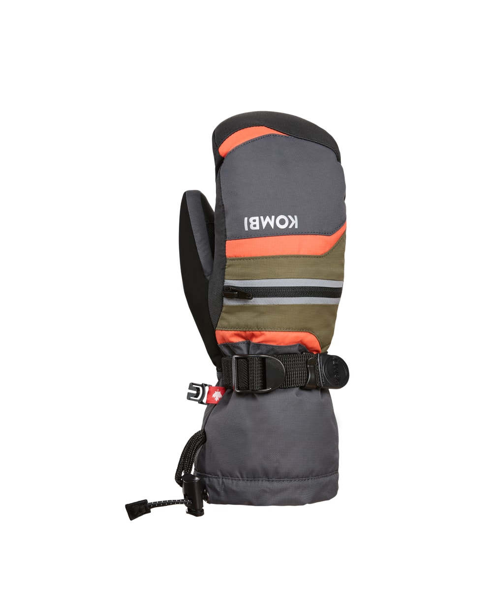 Kombi Yolo Youth Primaloft Mitt - CHARCOAL WITH FERN AND KOMBI RED - front