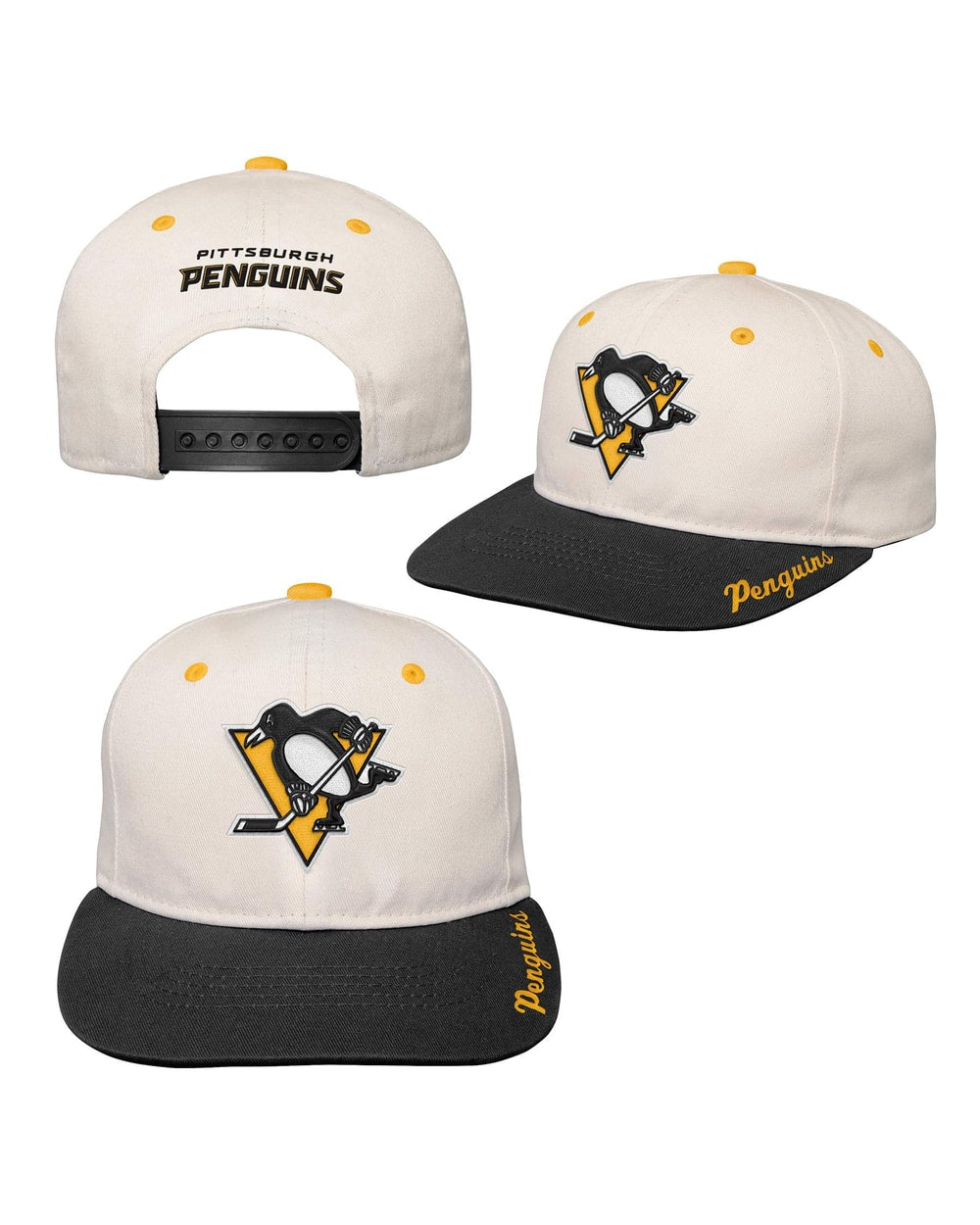 Youth Bone Crown Deadstock Flat Brim - Pittsburgh Penguins