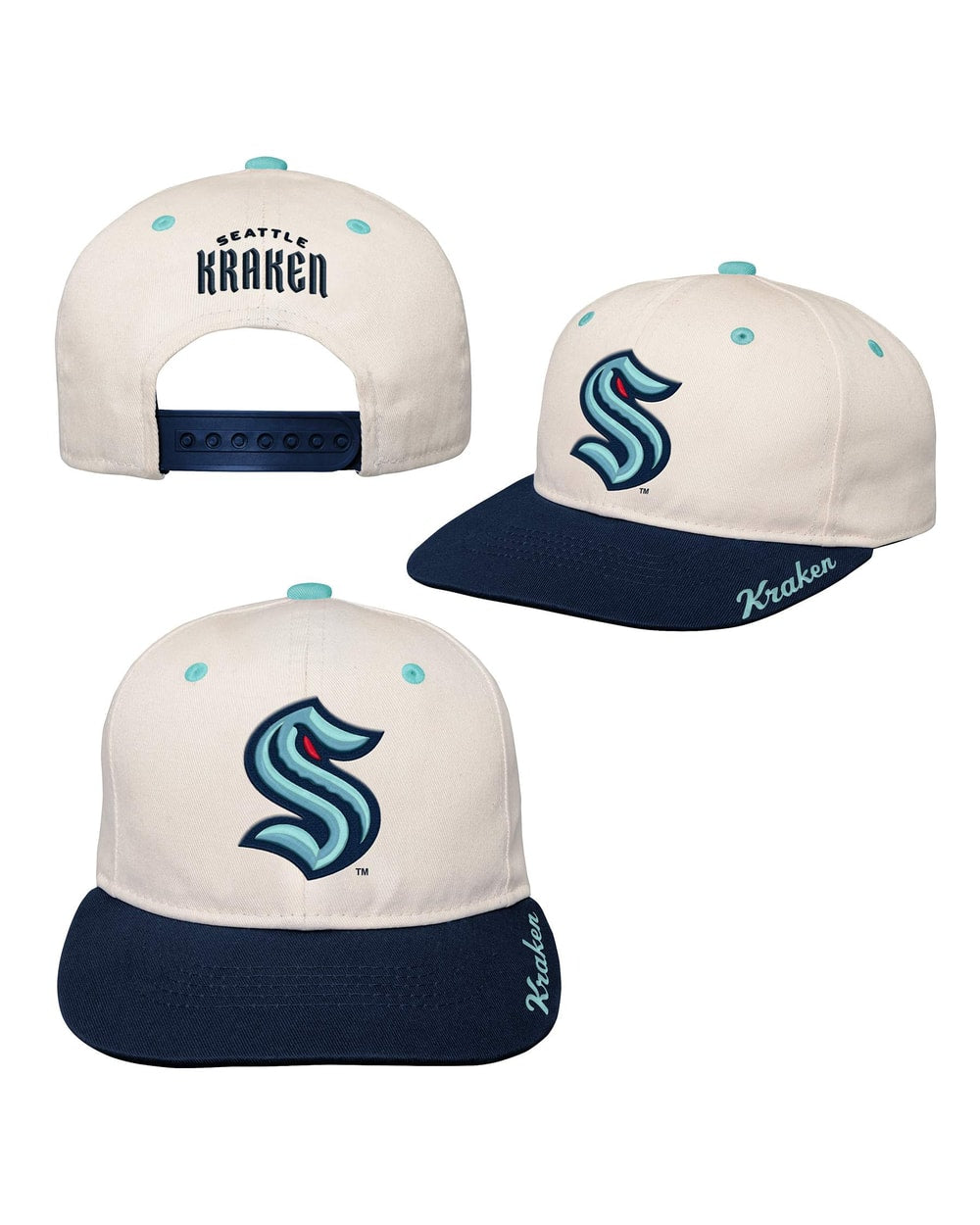 Youth Bone Crown Deadstock Flat Brim - Seattle Kraken