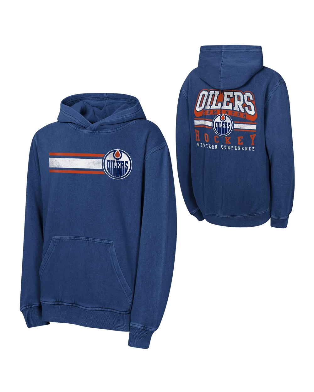 Youth Edmonton Oilers Cross Fade Pigment Dyed Pullover Hoodie