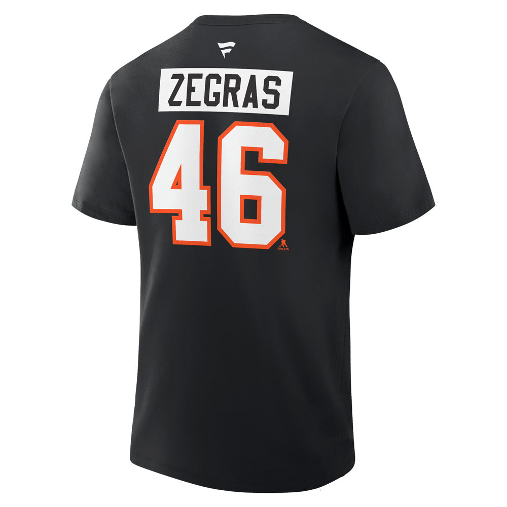 Fanatics Philadelphia Flyers Authentic Stack T-Shirt - Zegras - BLACK, back view