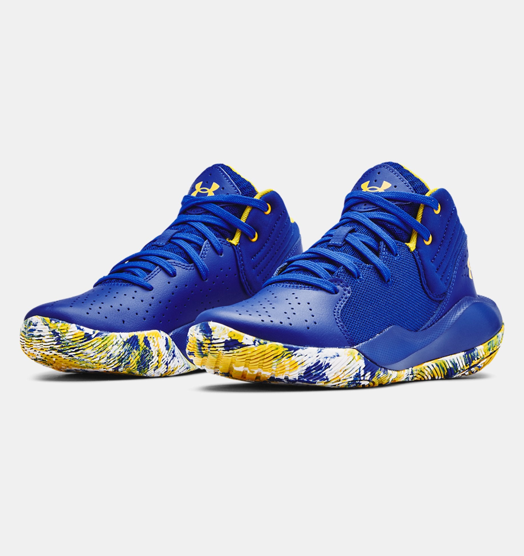 Basketball shoes blue and yellow on sale