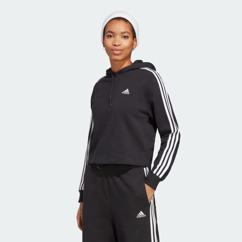 Women's Essentials 3 Stripe French Terry Crop Hoodie