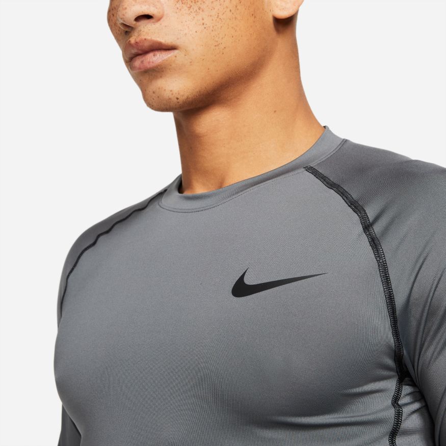 Nike Training Dri-FIT One scoop neck long sleeve top in gray