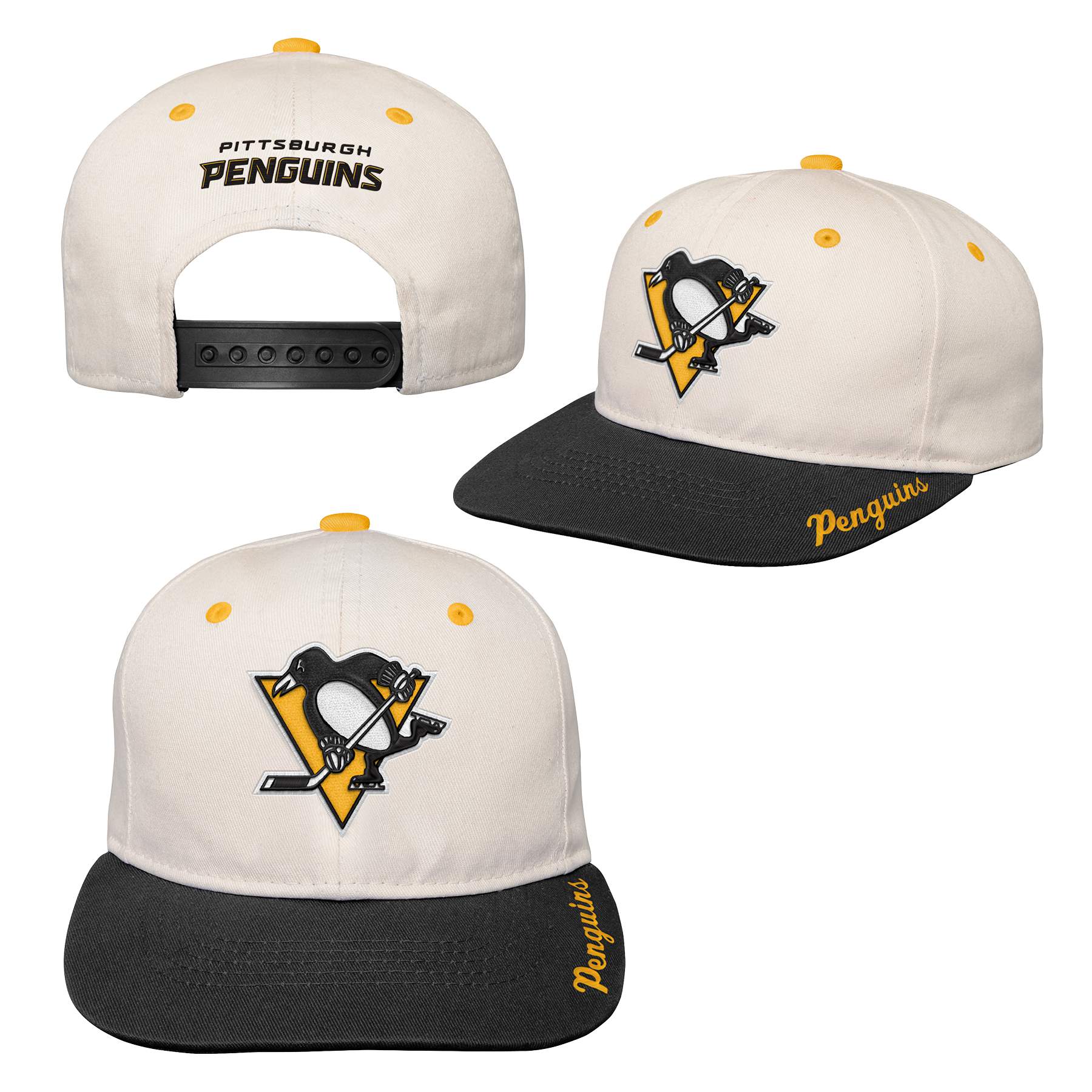 Youth Bone Crown Deadstock Flat Brim - Pittsburgh Penguins