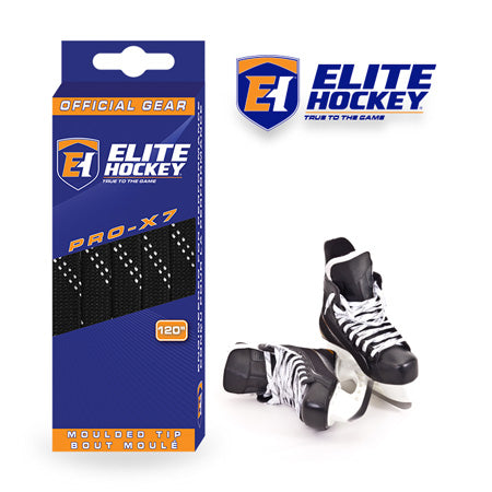 Elite Hockey Pro X7 Wide Non Waxed Black Hockey Laces