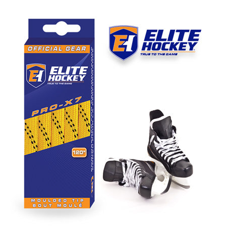 Elite Hockey Pro X7 Wide Non Waxed Yellow Hockey Laces