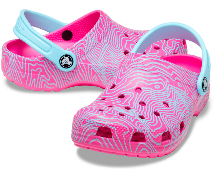 Pink and 2025 white crocs