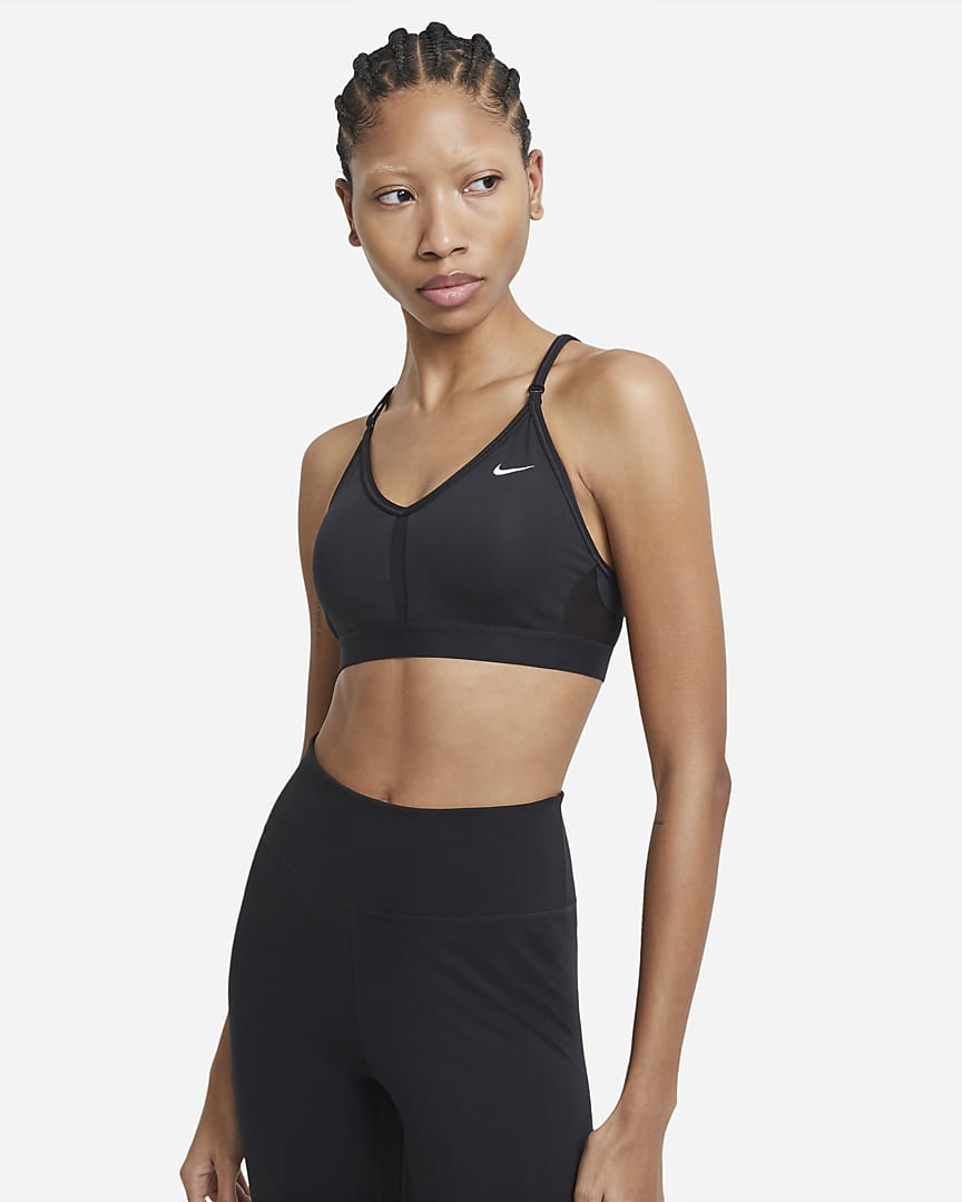 Nike Dri Fit Icon Clash Padded T-Back Light Support Sports Bra Size M Black