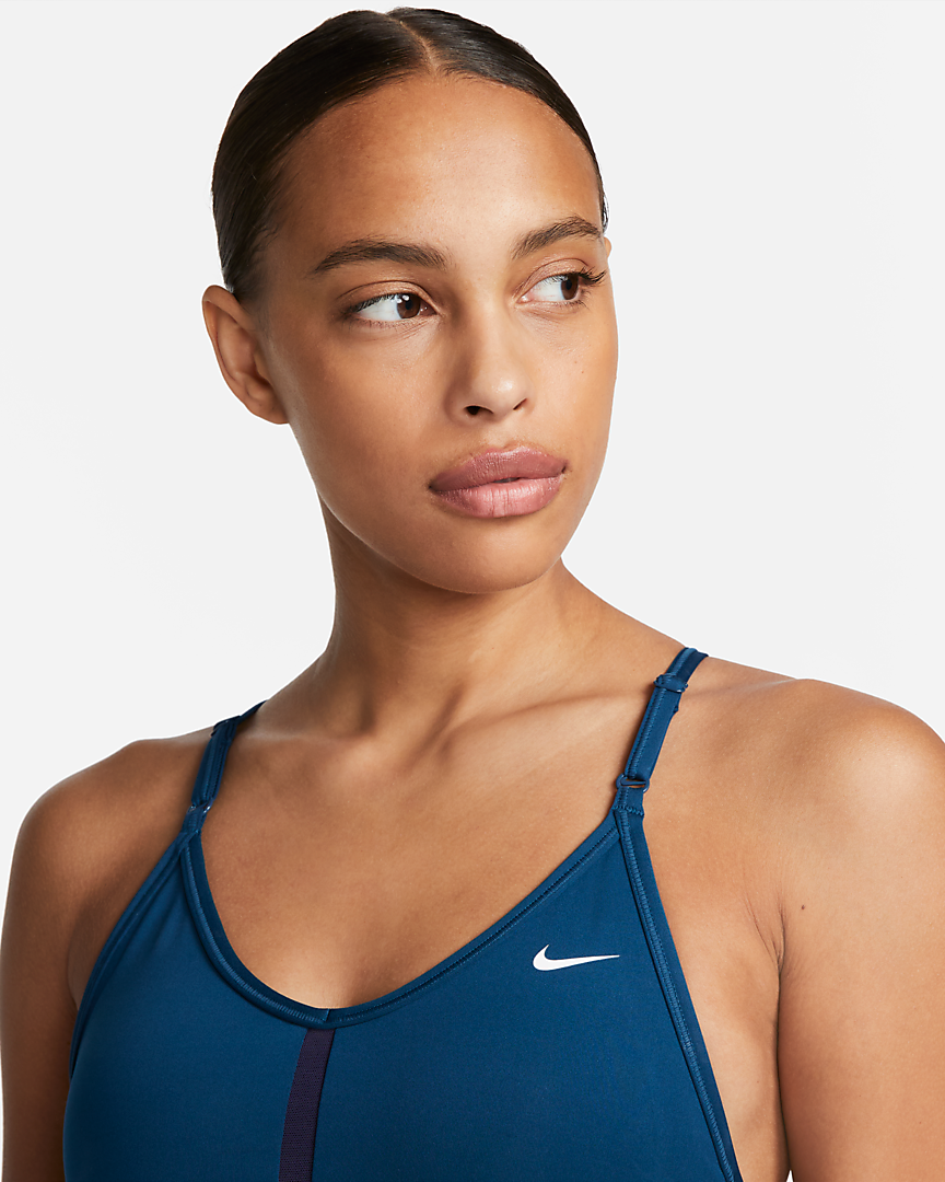 Nike Indy Air Gridiron Blue Light Support Women's Sports Bra Size M 