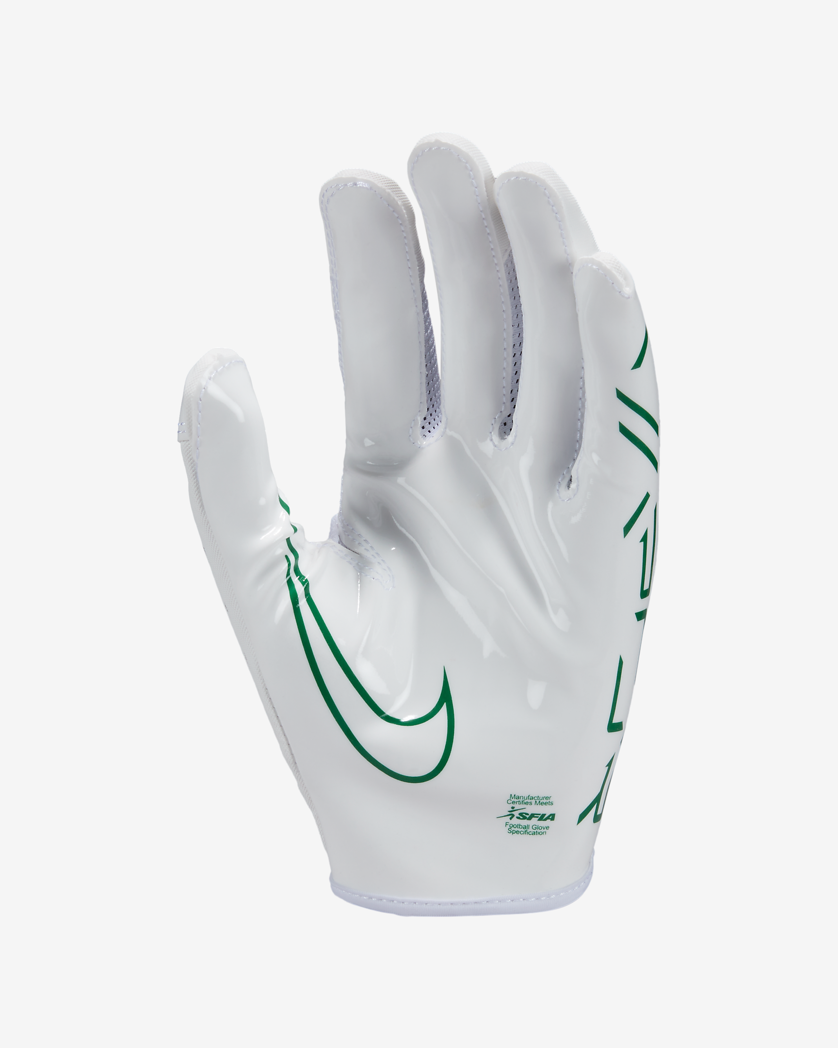 White and top green football gloves